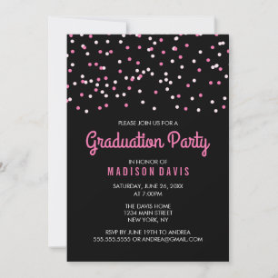 Pink Confetti Graduation Party Einladung
