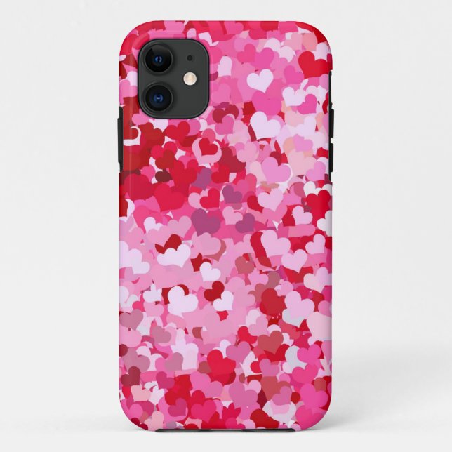 Pink Confetti Hearts Case-Mate iPhone Hülle (Rückseite)