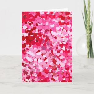 Pink Confetti Hearts Feiertagskarte