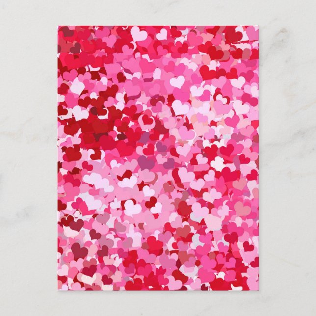 Pink Confetti Hearts Postkarte (Vorderseite)