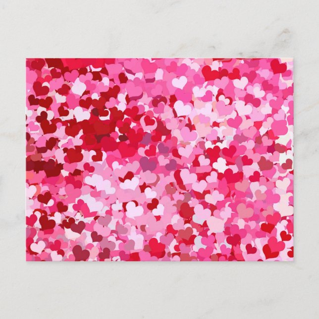 Pink Confetti Hearts Postkarte (Vorderseite)