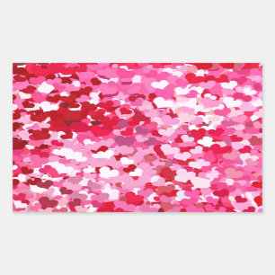 Pink Confetti Hearts Rechteckiger Aufkleber