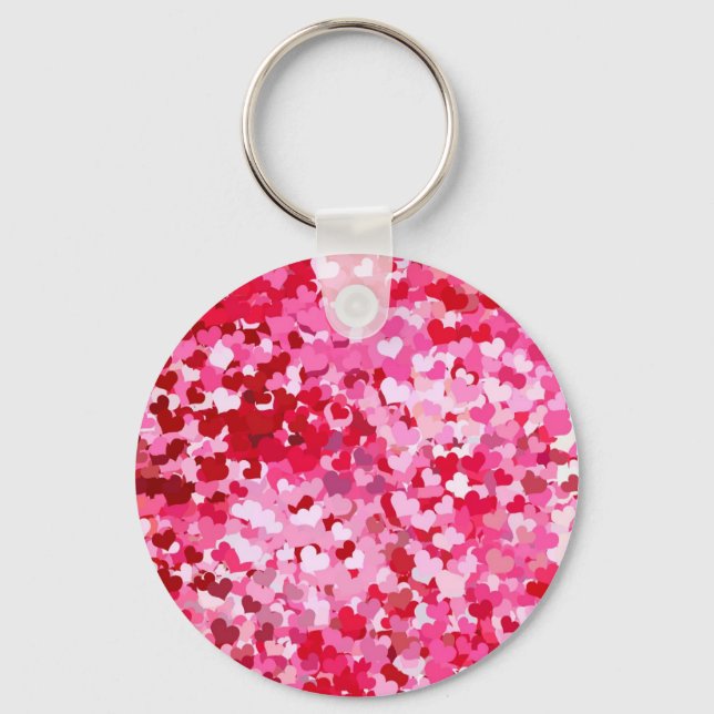 Pink Confetti Hearts Schlüsselanhänger (Vorderseite)