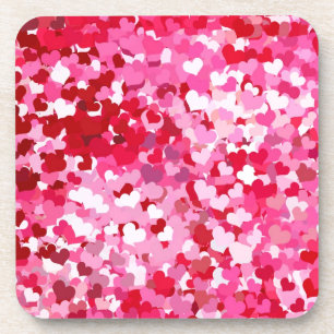 Pink Confetti Hearts Untersetzer