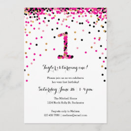 Pink Confetti Party Einladung Girl