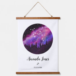 Pink Constellation Sagittarius Horoskop-Zeichen Wandteppich Mit Holzrahmen