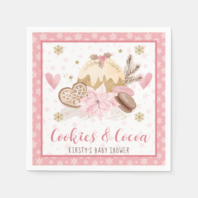 Pink Cookies and Cocoa Baby Shower Serviette (Vorderseite)