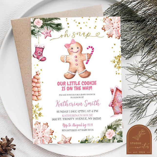 Pink Cookies Lebkuchen Oh Snap Baby Dusche Einladung (Von Creator hochgeladen)