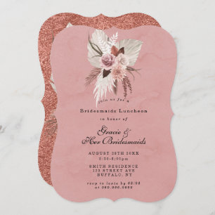 Pink Copper Tropical Bridesservatrices Invitation 