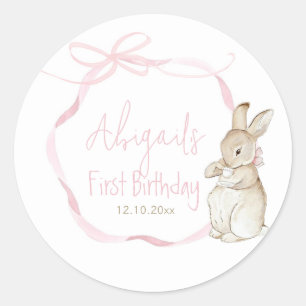 Pink Coquett Peter Rabbit 1. Bir 1. Geburtstag Runder Aufkleber