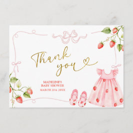 Pink Coquette Baby Clothes Berry Thank You Card Begleitkarte