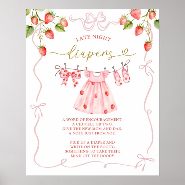 Pink Coquette Baby Clothes Late Diapers Poster (Vorne)