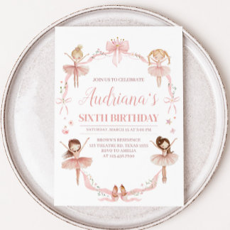 Pink Coquette Ballerina Geburtstagsparty Einladung
