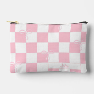 Pink Coquette Bow Ästhetische Personalisiert Check Zubehörtasche