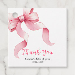 Pink Coquette Bow Baby Dusche Danke Geschenkanhänger