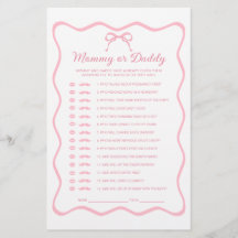 Pink Coquette Bow Baby Dusche Raten Sie, wer Spiel