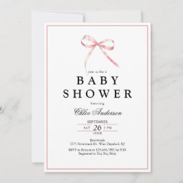 Pink Coquette Bow Baby Girl Dusche Einladung
