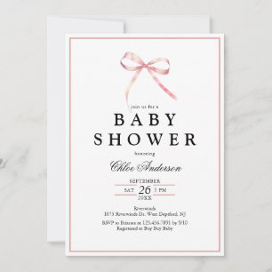 Pink Coquette Bow Baby Girl Dusche Einladung