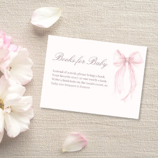 Pink Coquette Bow Baby Shower Baby Books Card Begleitkarte