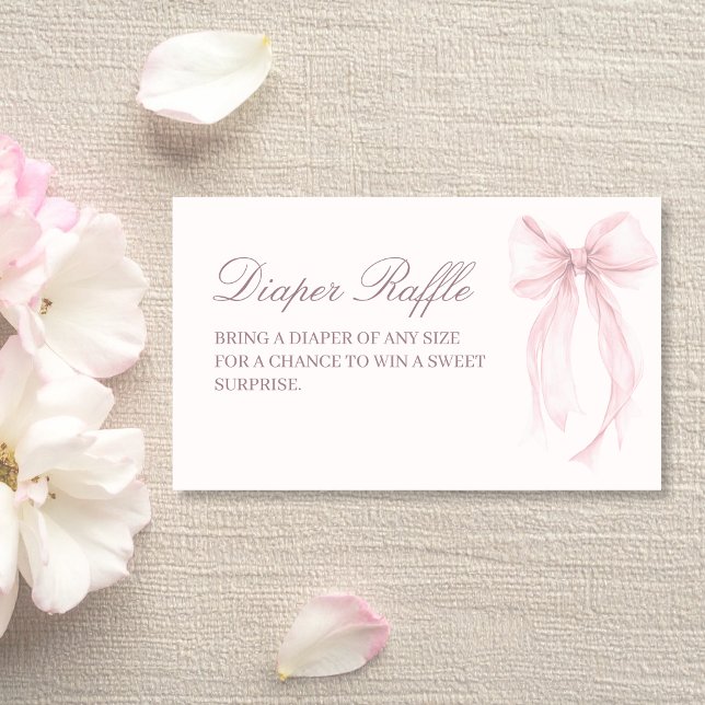 Pink Coquette Bow Baby Shower Diaper Raffle Begleitkarte (Pink Coquette Bow Baby Shower Raffle Card)