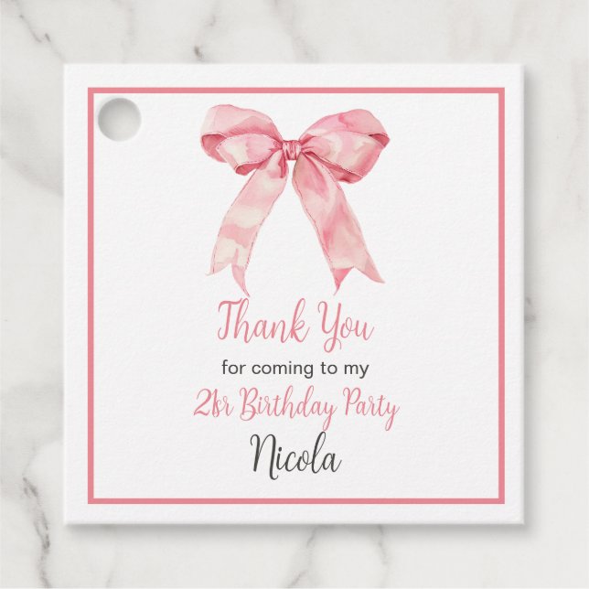 Pink Coquette Bow Baby Shower Geschenkanhänger (Vorderseite)