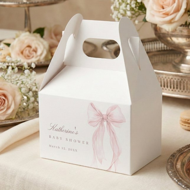 Pink Coquette Bow Baby Shower Geschenkschachtel (Pink Bow Baby Shower Favor Box)