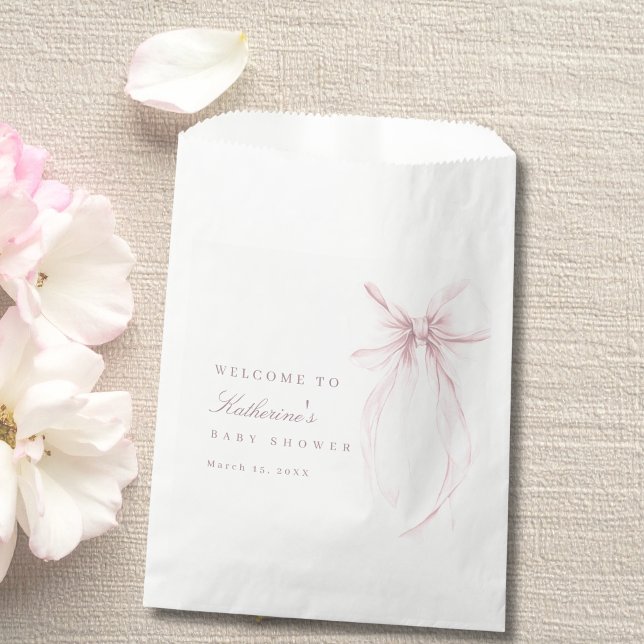 Pink Coquette Bow Baby Shower Geschenktütchen (Pink Bow Baby Shower Favor Bag)