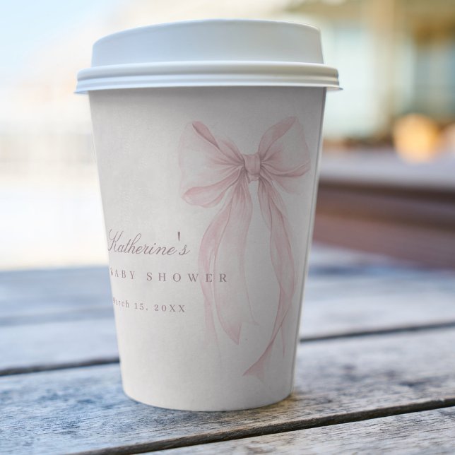 Pink Coquette Bow Baby Shower Pappbecher (Pink Bow Paper Cup)