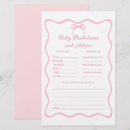 Pink Coquette Bow Baby Shower Predictions Spiel