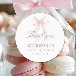 Pink Coquette Bow Baby Shower Runder Aufkleber