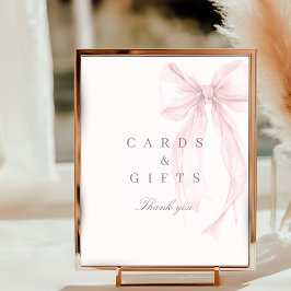 Pink Coquette Bow Baby Shower Tabletop Sign Poster