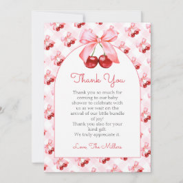 Pink Coquette Bow Baby Shower Thank You Card Dankeskarte