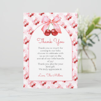 Pink Coquette Bow Baby Shower Thank You Card Dankeskarte