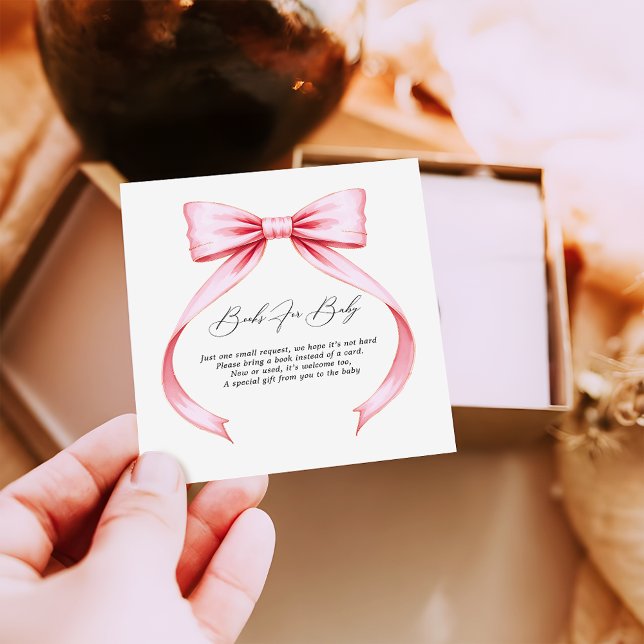 Pink Coquette Bow Babydusche Bücher für Baby Begleitkarte (Von Creator hochgeladen)