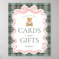 Pink Coquette Bow Bär Plaid Karten & Geschenke