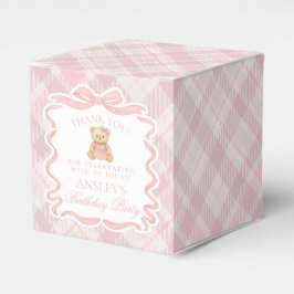 Pink Coquette Bow Bear Girl Birthday Favor Box Geschenkschachtel