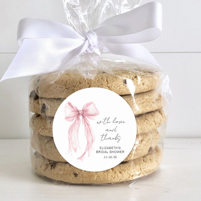 Pink Coquette Bow Brautparty Vielen Dank Runder Aufkleber (Von Creator hochgeladen)