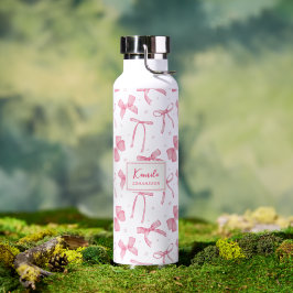 Pink Coquette Bow Custom Name  Water Bottle Trinkflasche