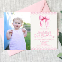 Pink Coquette Bow Custom Picture Birthday Party