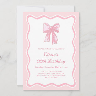Pink Coquette Bow Geburtstagsparty Einladung