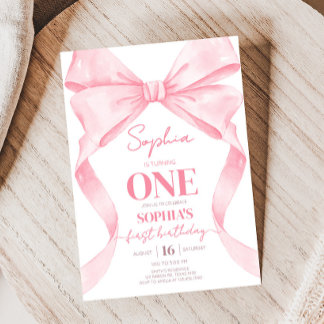 Pink Coquette Bow Geburtstagsparty Einladung