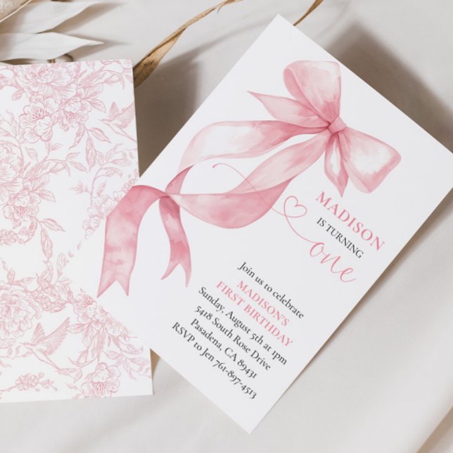 Pink Coquette Bow Geburtstagsparty Einladung (Von Creator hochgeladen)