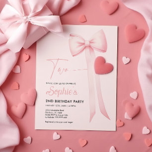 Pink Coquette Bow Invitation du 2e anniversaire