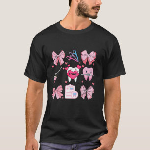 Pink Coquette Bow Niedlich Teeth Dentist Squad Den T-Shirt