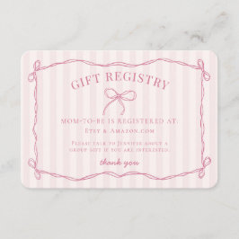 Pink Coquette Bow Pastel Baby Dusche Registrierung Begleitkarte