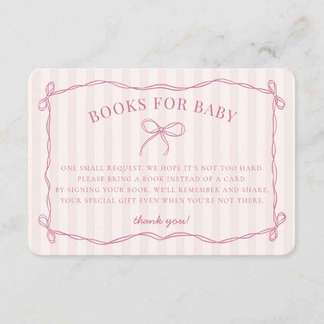 Pink Coquette Bow Pastel Duschbücher für Kinder Begleitkarte (Vorderseite)