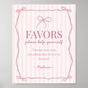 Pink Coquette Bow Pastel Favoriten Zeichen Poster