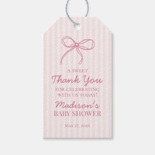 Pink Coquette Bow Pastel Striping Baby Dusche Gefa Geschenkanhänger