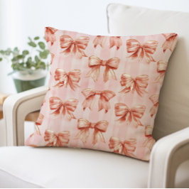 Pink Coquette Bow Pattern Pillow, Kissen