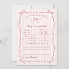 Pink Coquette Bow Ratschlag für die Babyduschkarte Einladung